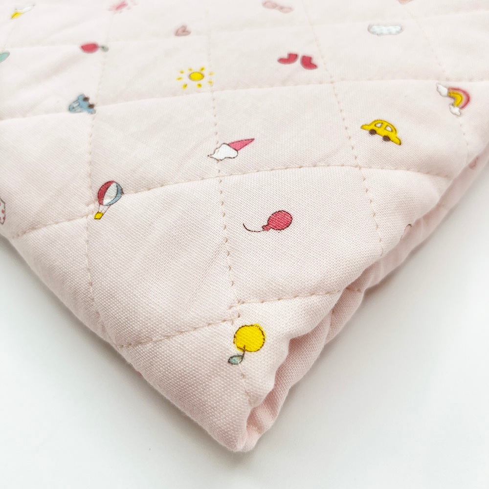 キルティング【nu-nos original good fabric】play Land｜ダブルガーゼ  コットン (ベビーピンク)