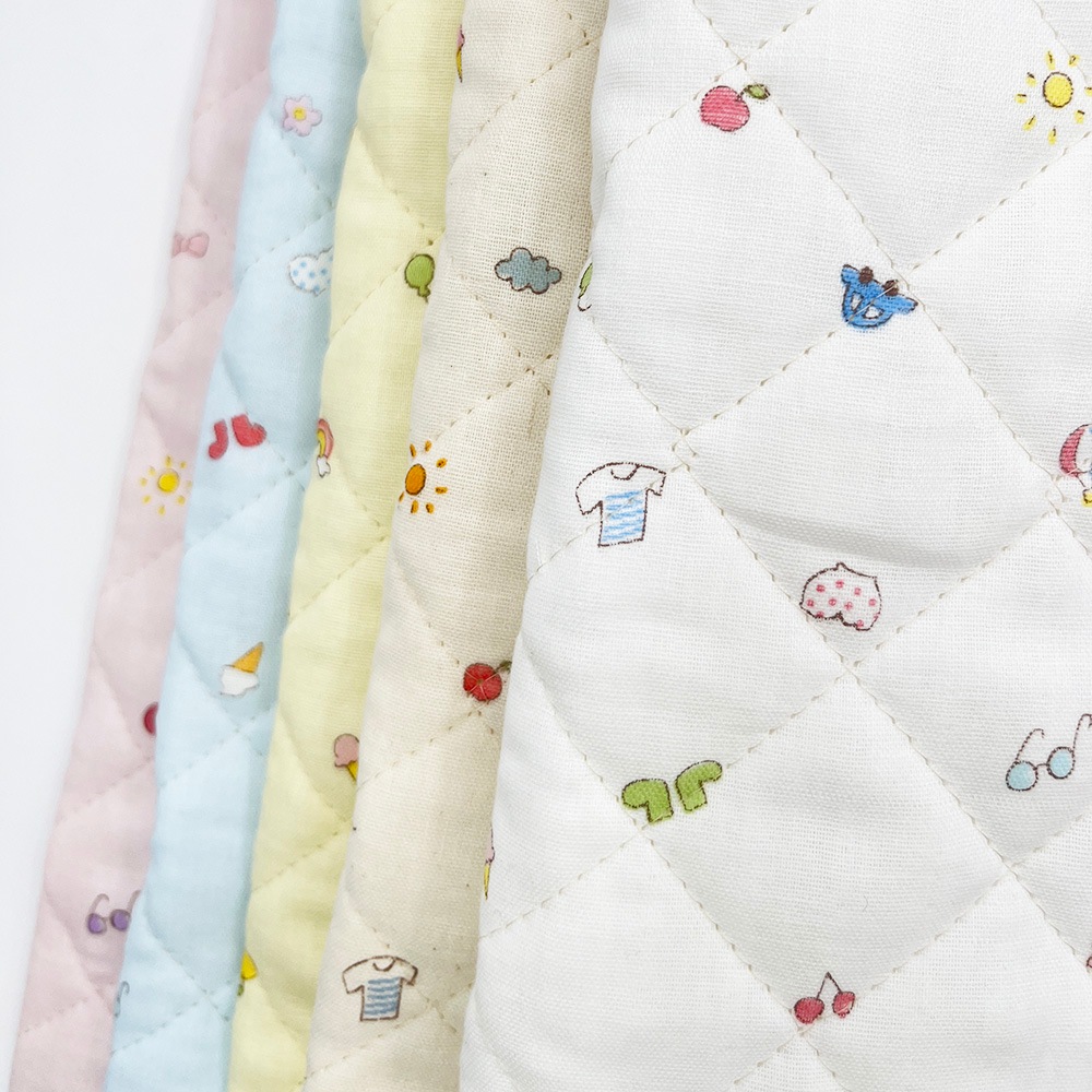 キルティング【nu-nos original good fabric】play Land｜ダブルガーゼ  コットン (ベビーピンク)