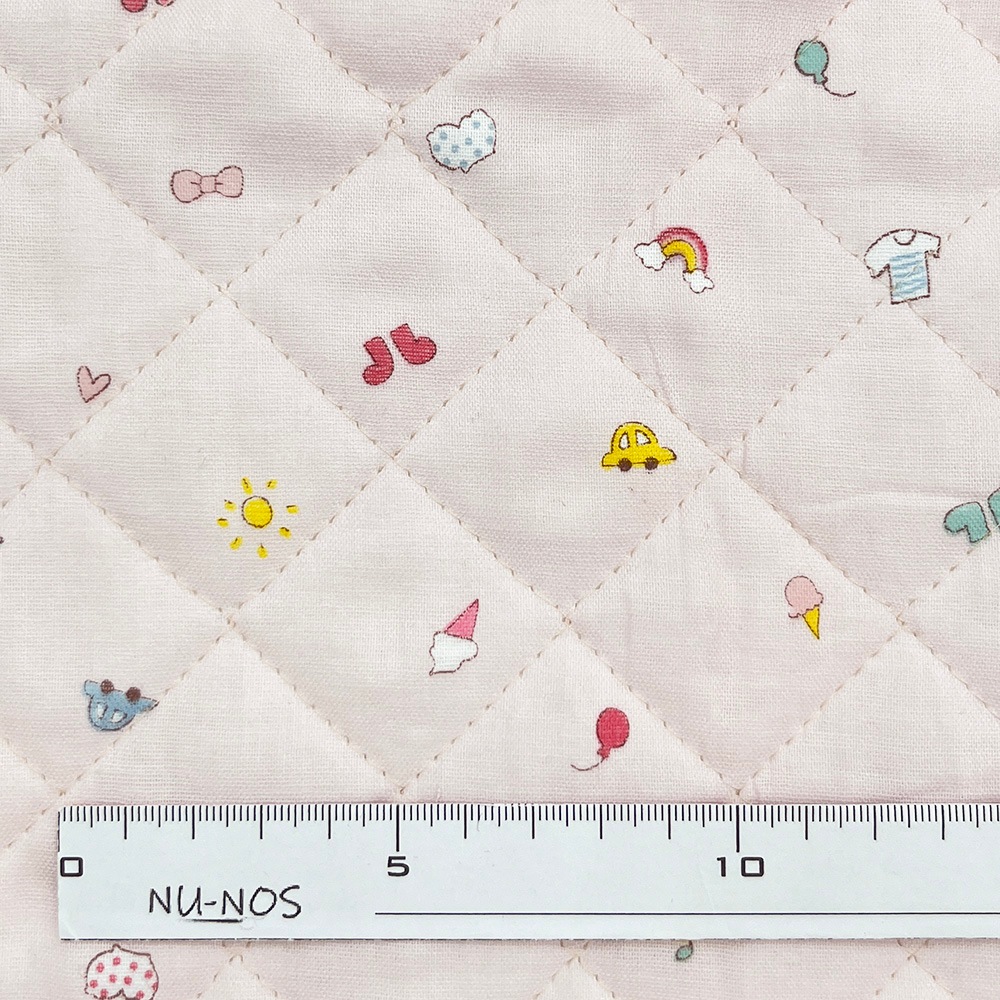 キルティング【nu-nos original good fabric】play Land｜ダブルガーゼ  コットン (ベビーピンク)