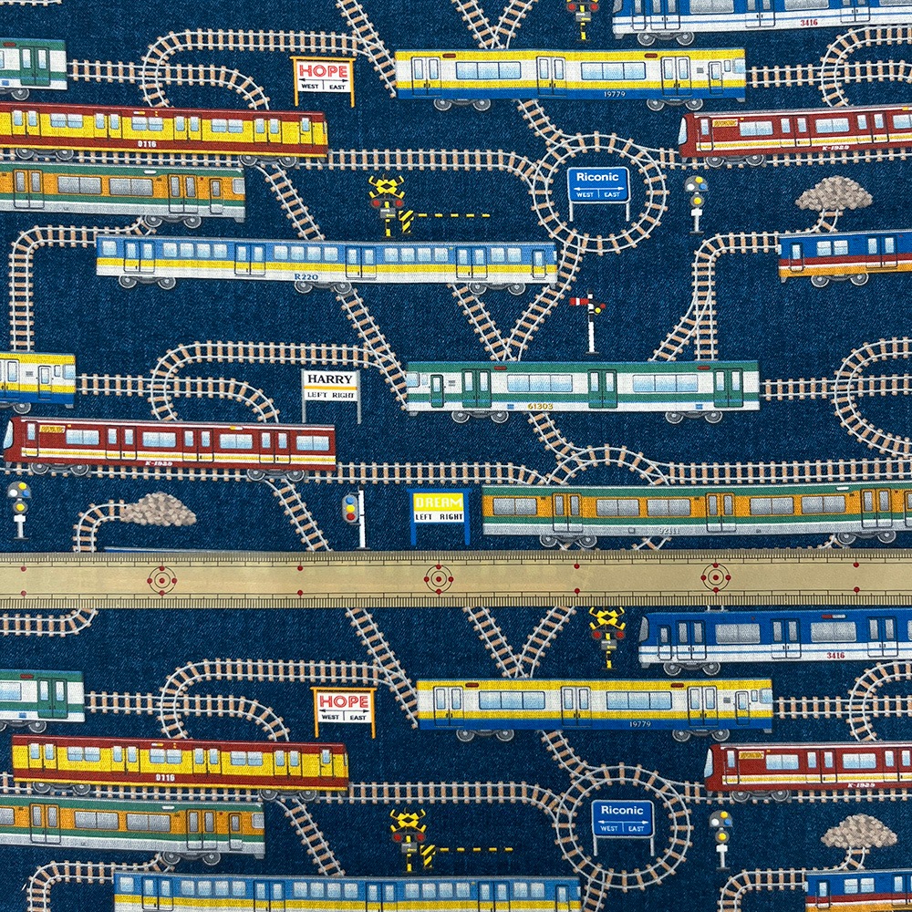 【Riconic】「ガッタンゴットン」 デジタルプリント｜シーチング