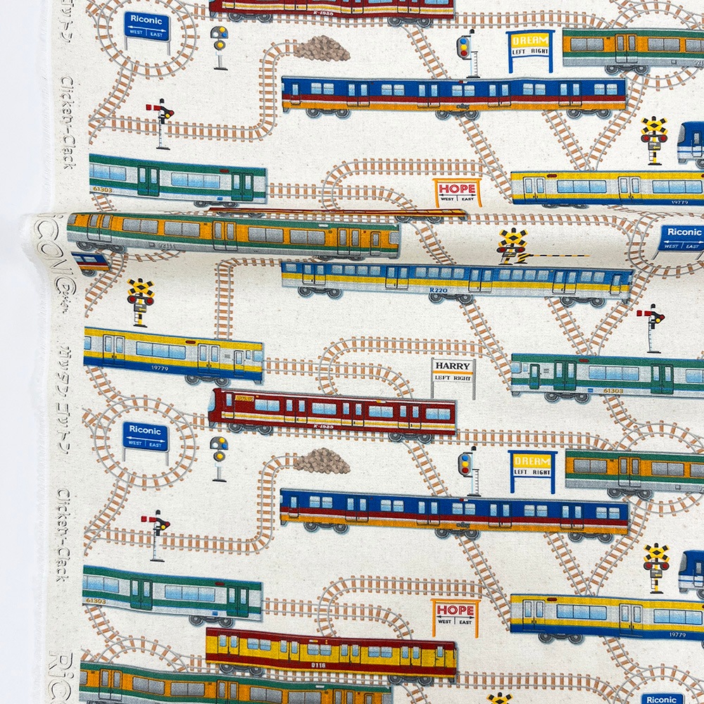 【Riconic】「ガッタンゴットン」 デジタルプリント｜シーチング