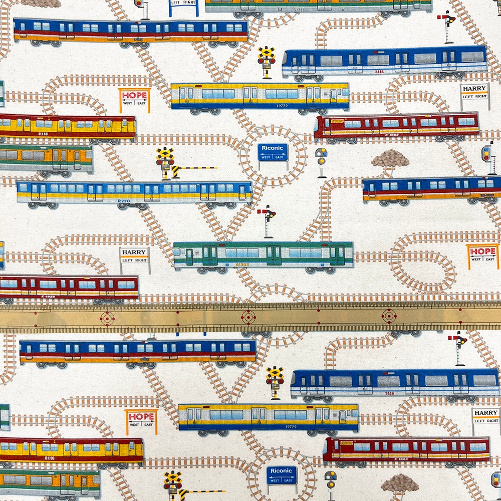 【Riconic】「ガッタンゴットン」 デジタルプリント｜シーチング