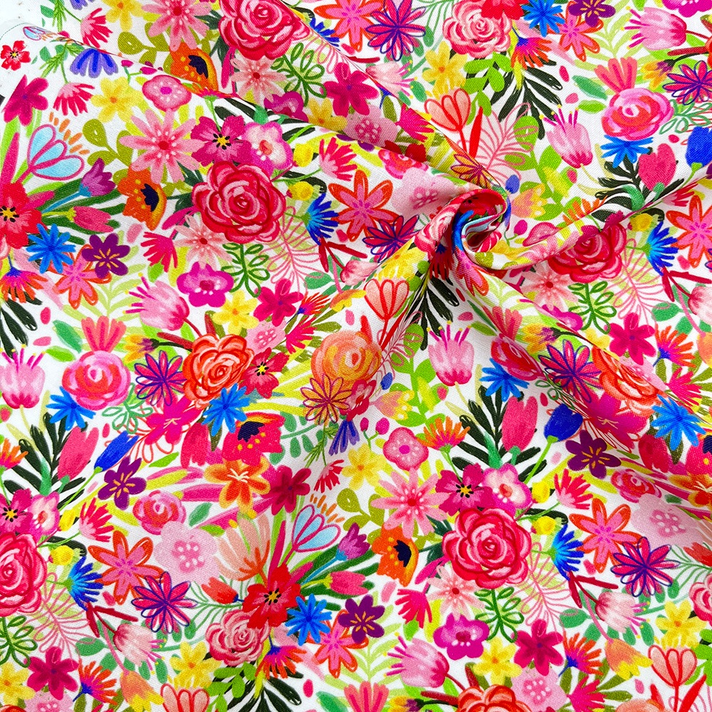 【Riconic】「太陽のスパイラルフラワー」 デジタルプリント｜シーチング