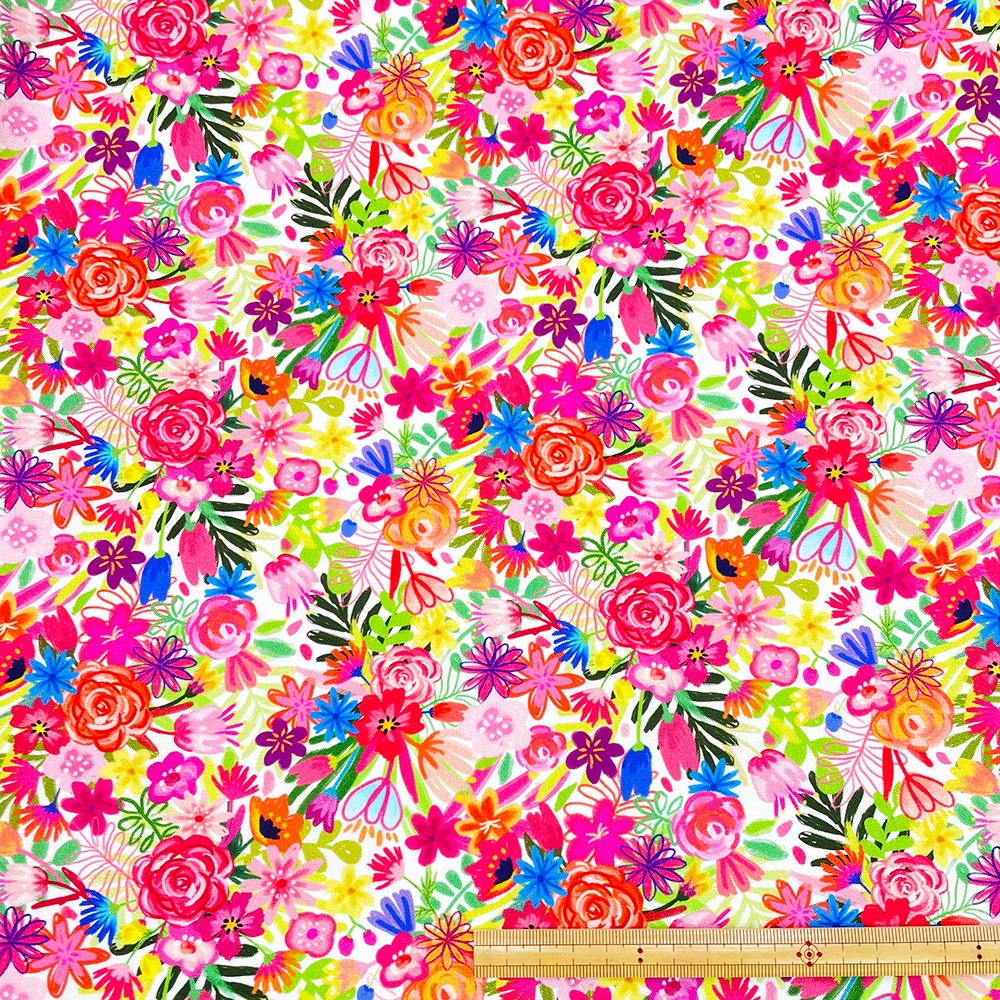 【Riconic】「太陽のスパイラルフラワー」 デジタルプリント｜シーチング