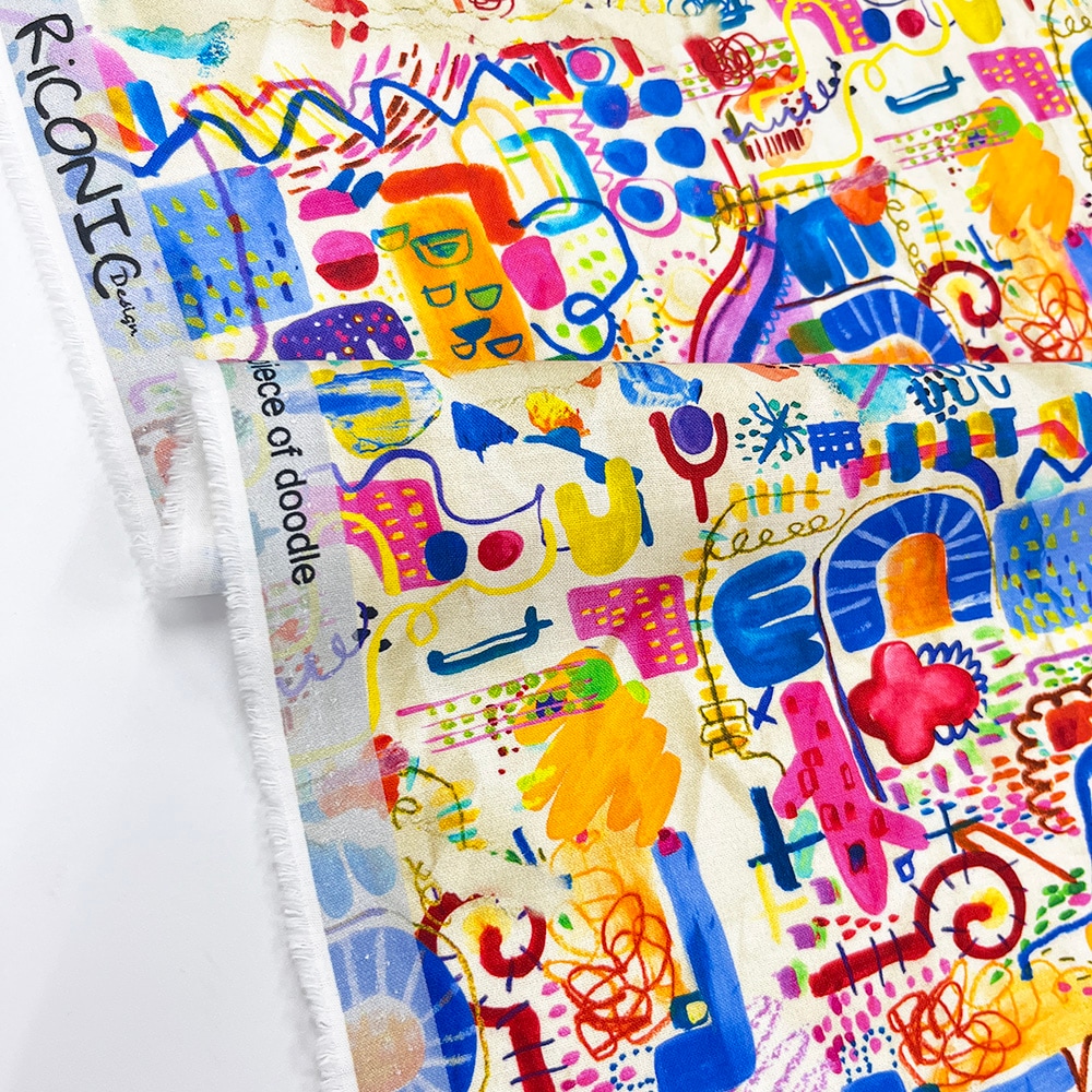 【Riconic】「ドゥードゥル」 デジタルプリント｜シーチング