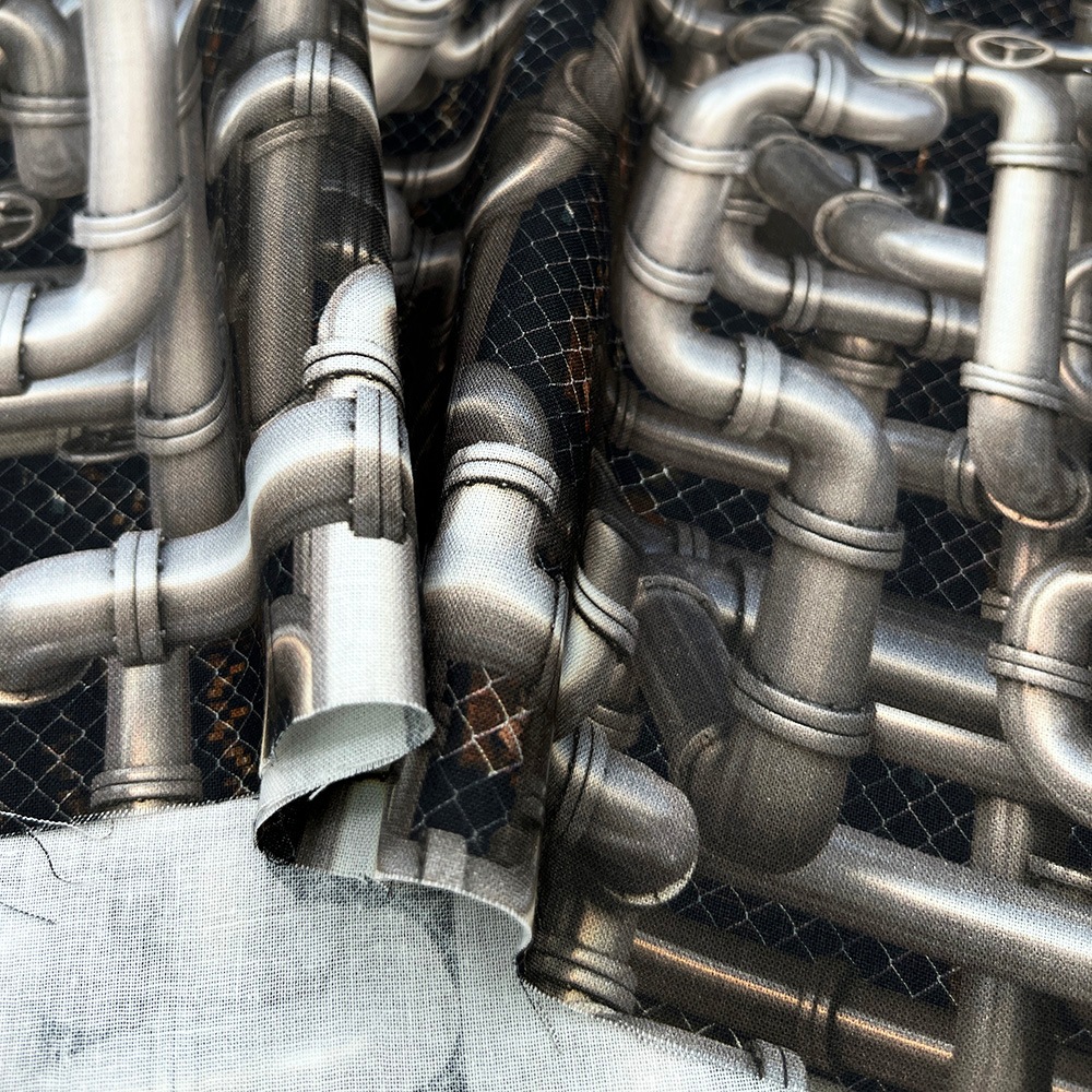 【mingswim】交差する配管 デジタルプリント|シーチング