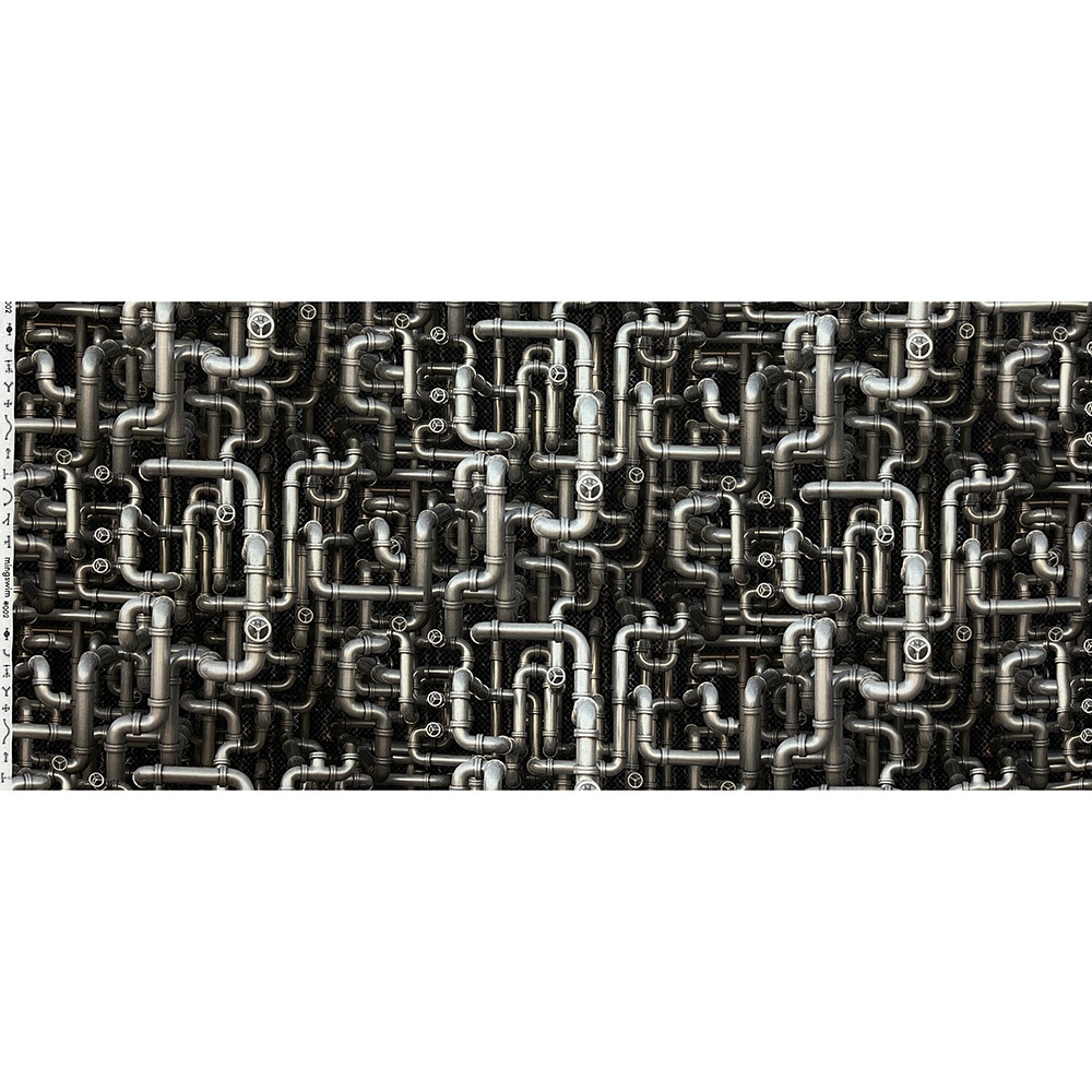 【mingswim】交差する配管 デジタルプリント|シーチング