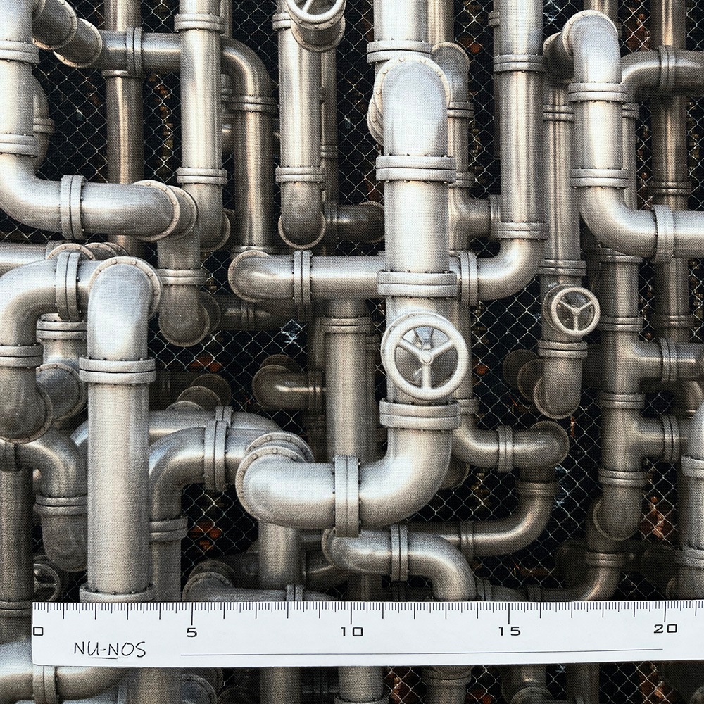 【mingswim】交差する配管 デジタルプリント|シーチング