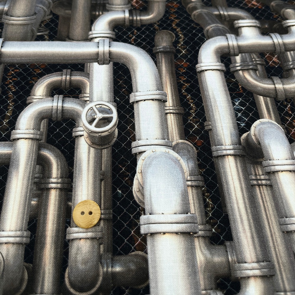 【mingswim】交差する配管 デジタルプリント|シーチング