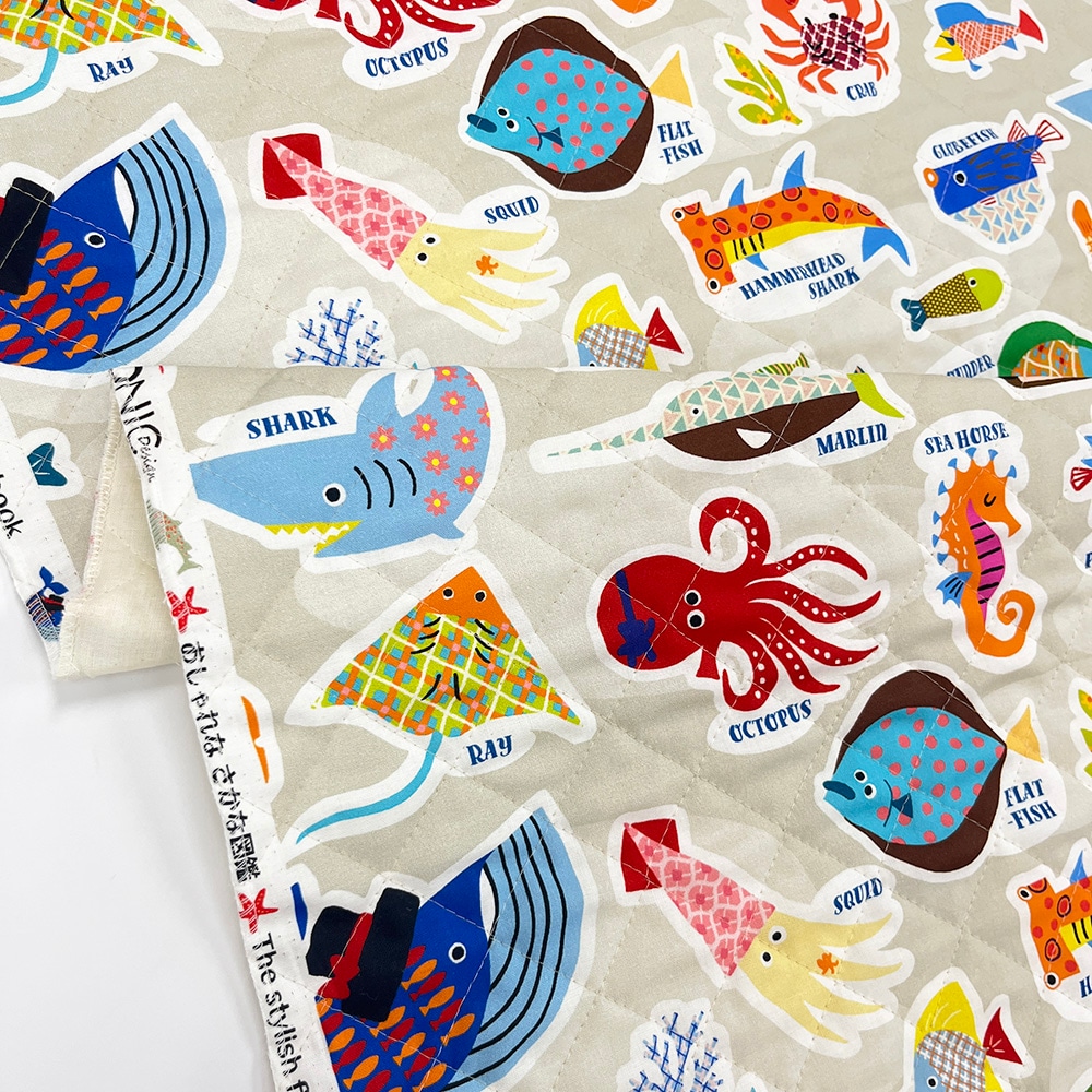 【Riconic】「おしゃれなさかな図鑑」 デジタルプリント｜キルティング