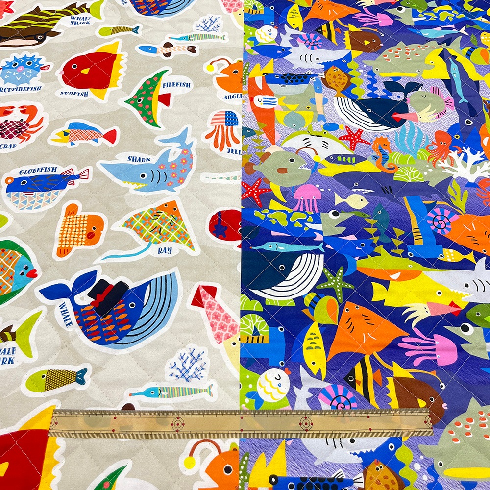 【Riconic】「おしゃれなさかな図鑑」 デジタルプリント｜キルティング