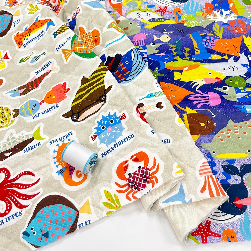 【Riconic】「おしゃれなさかな図鑑」 デジタルプリント｜キルティング