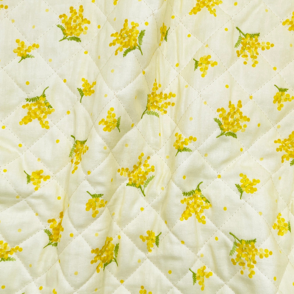 キルティング【nu-nos original good fabric】mimosa|ダブルガーゼ コットン (クリームイエロー)