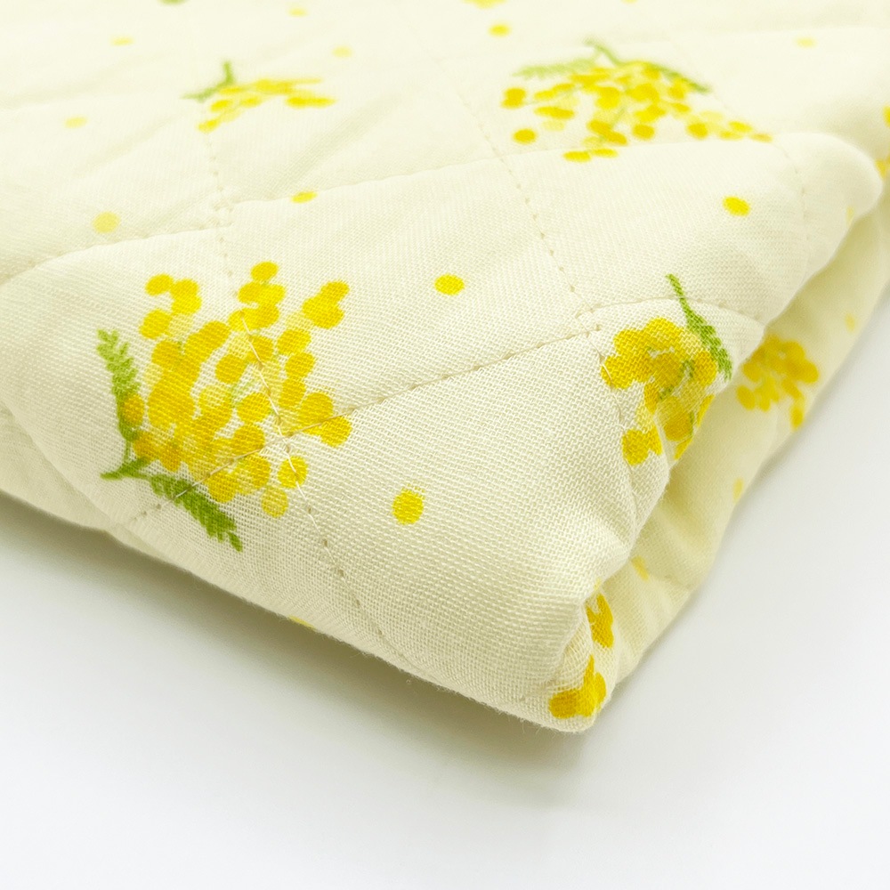 キルティング【nu-nos original good fabric】mimosa|ダブルガーゼ コットン (クリームイエロー)