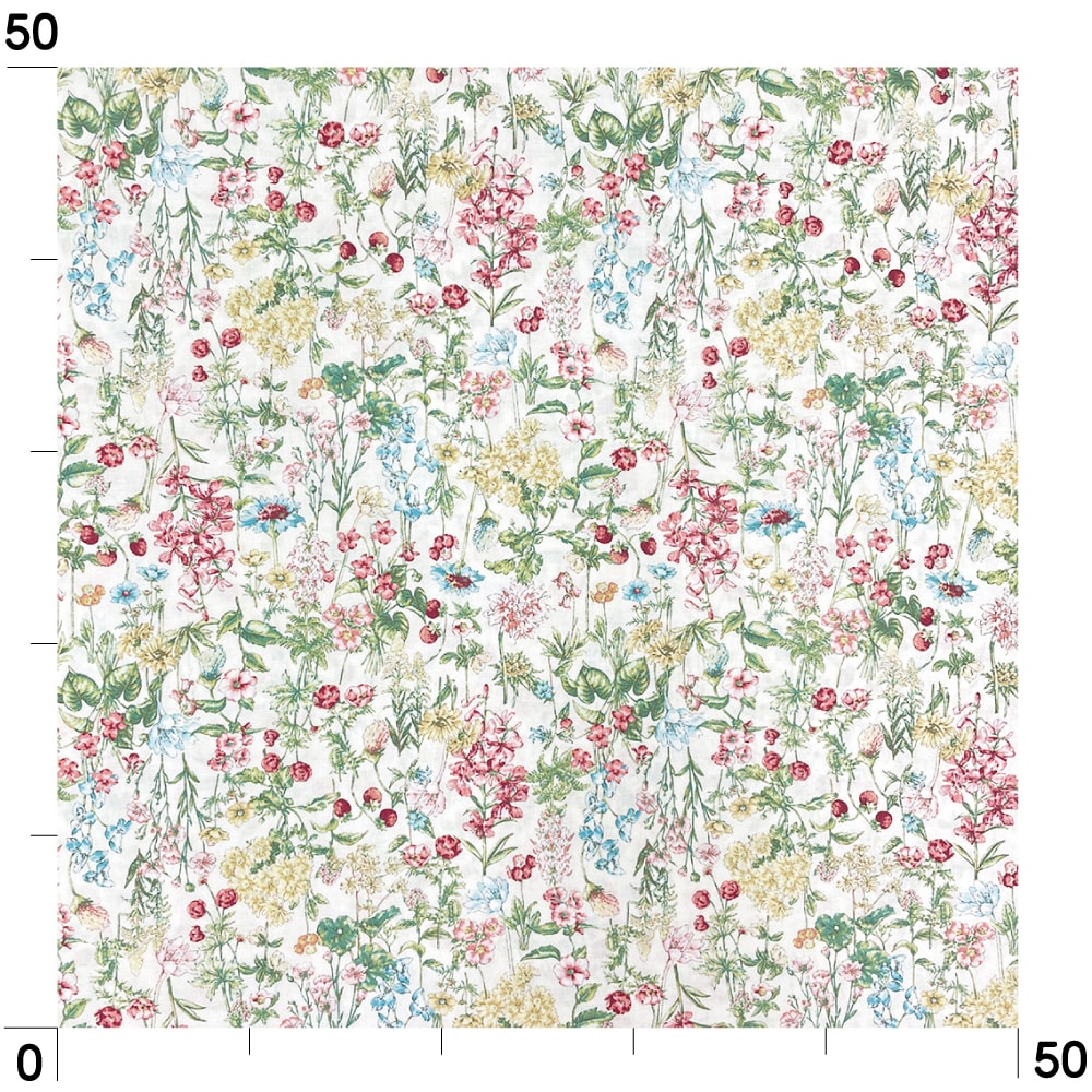 ボタニカルフラワープリント コットンスケア生地