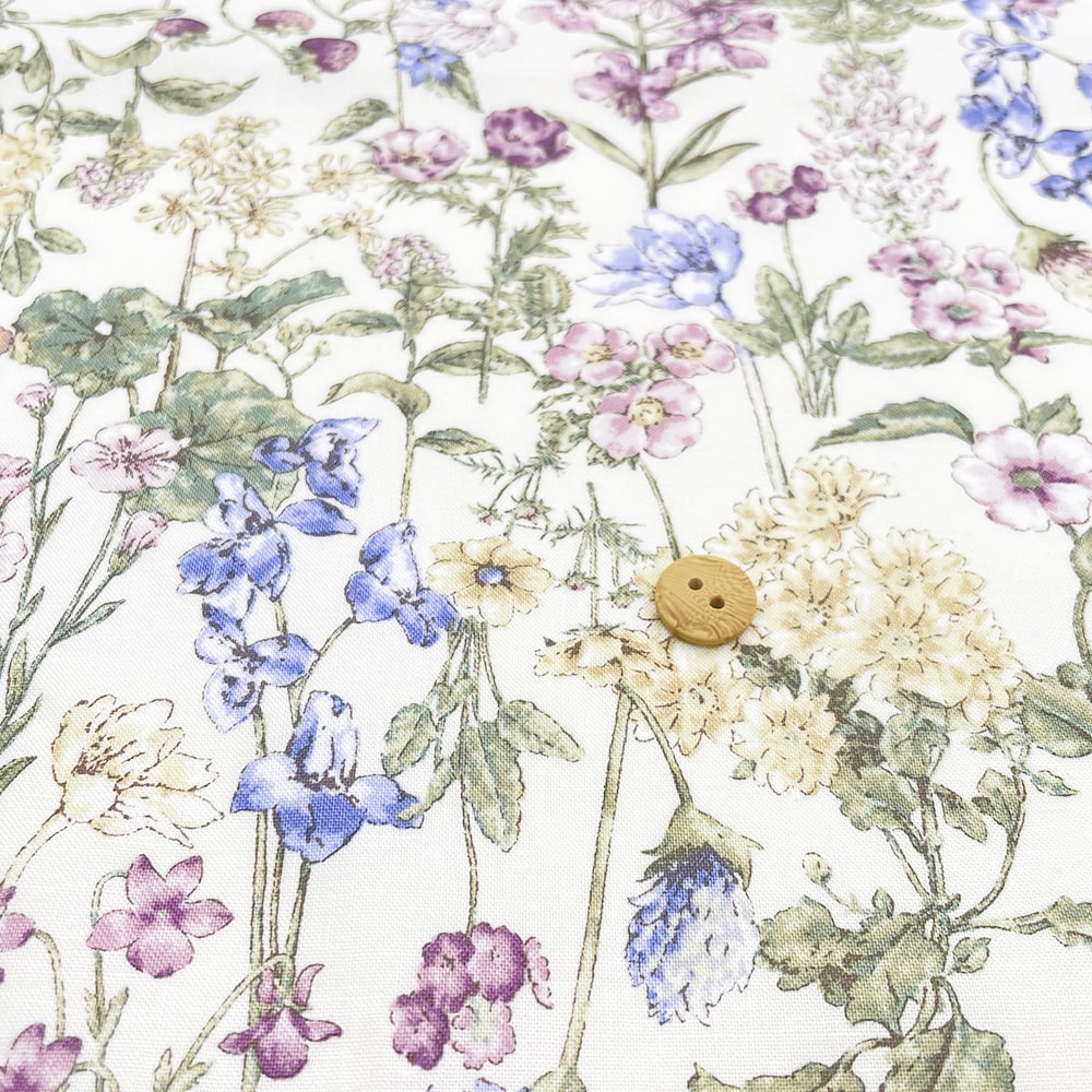 ボタニカルフラワープリント コットンスケア生地