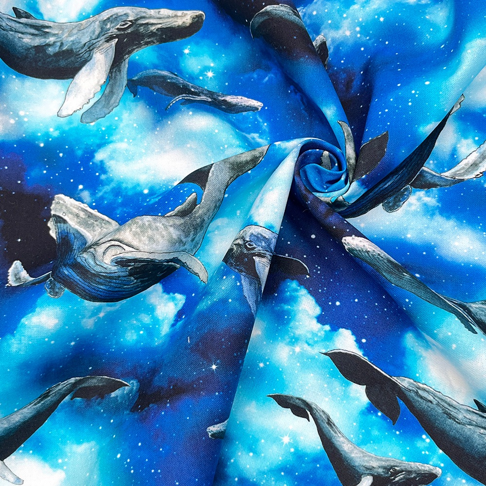 【mingswim】宇宙を泳ぐクジラ デジタルプリント|シーチング