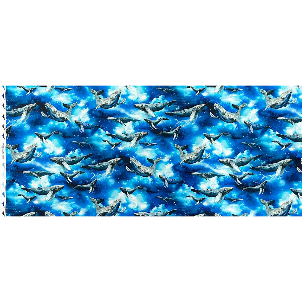 【mingswim】宇宙を泳ぐクジラ デジタルプリント|シーチング