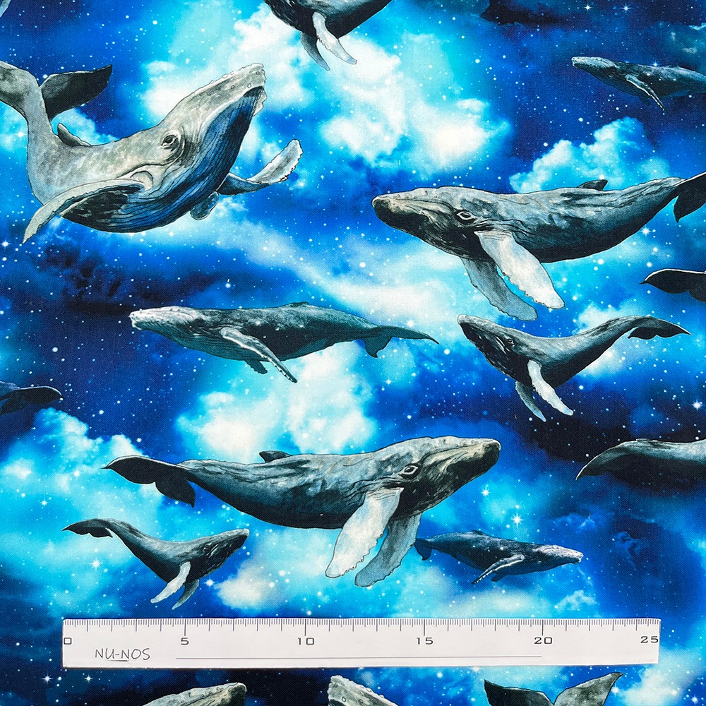 【mingswim】宇宙を泳ぐクジラ デジタルプリント|シーチング