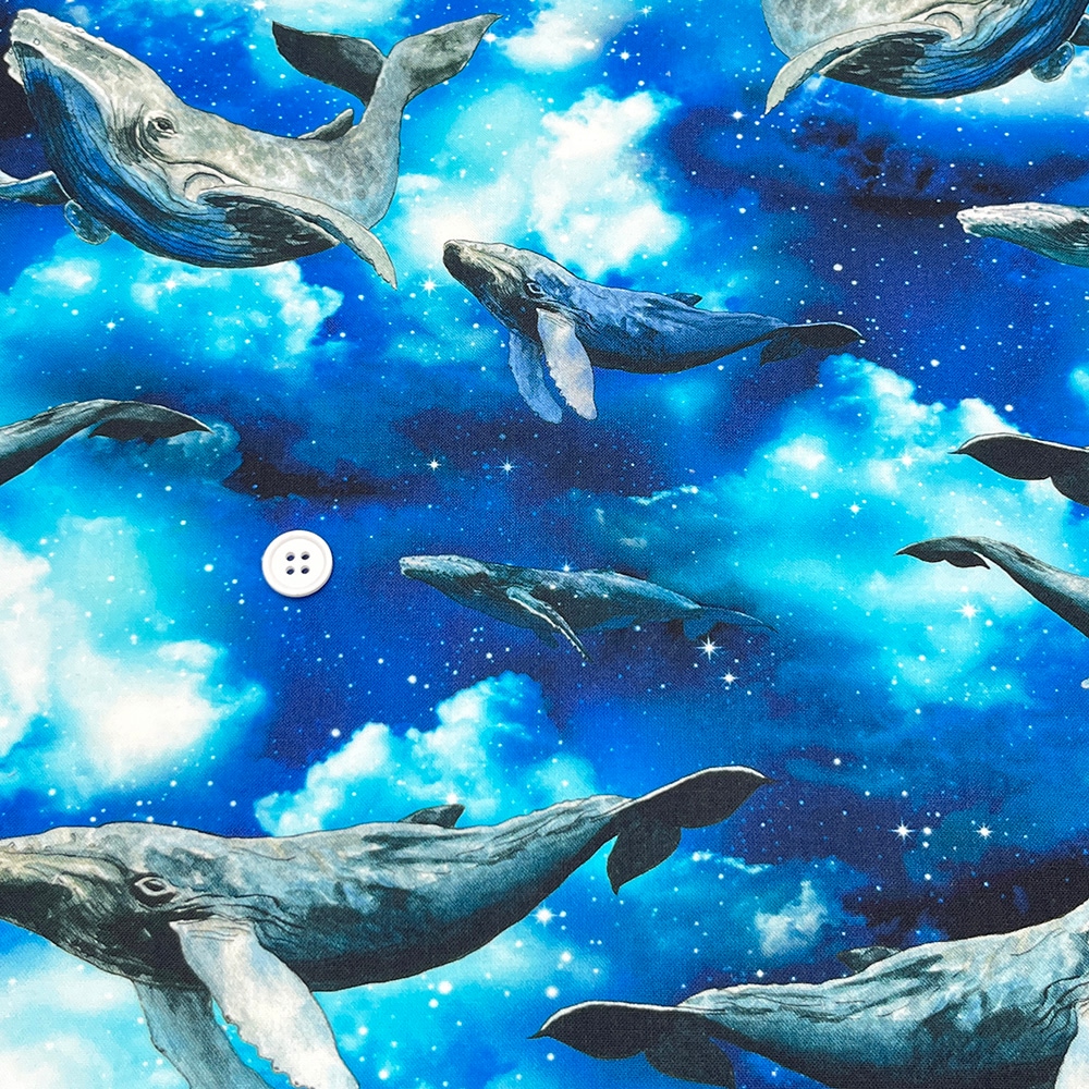 【mingswim】宇宙を泳ぐクジラ デジタルプリント|シーチング
