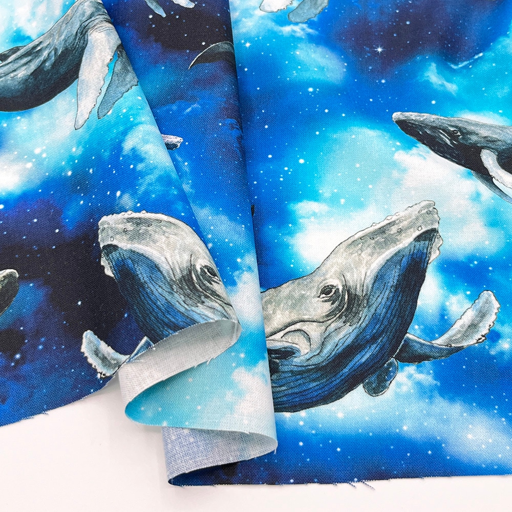 【mingswim】宇宙を泳ぐクジラ デジタルプリント|シーチング