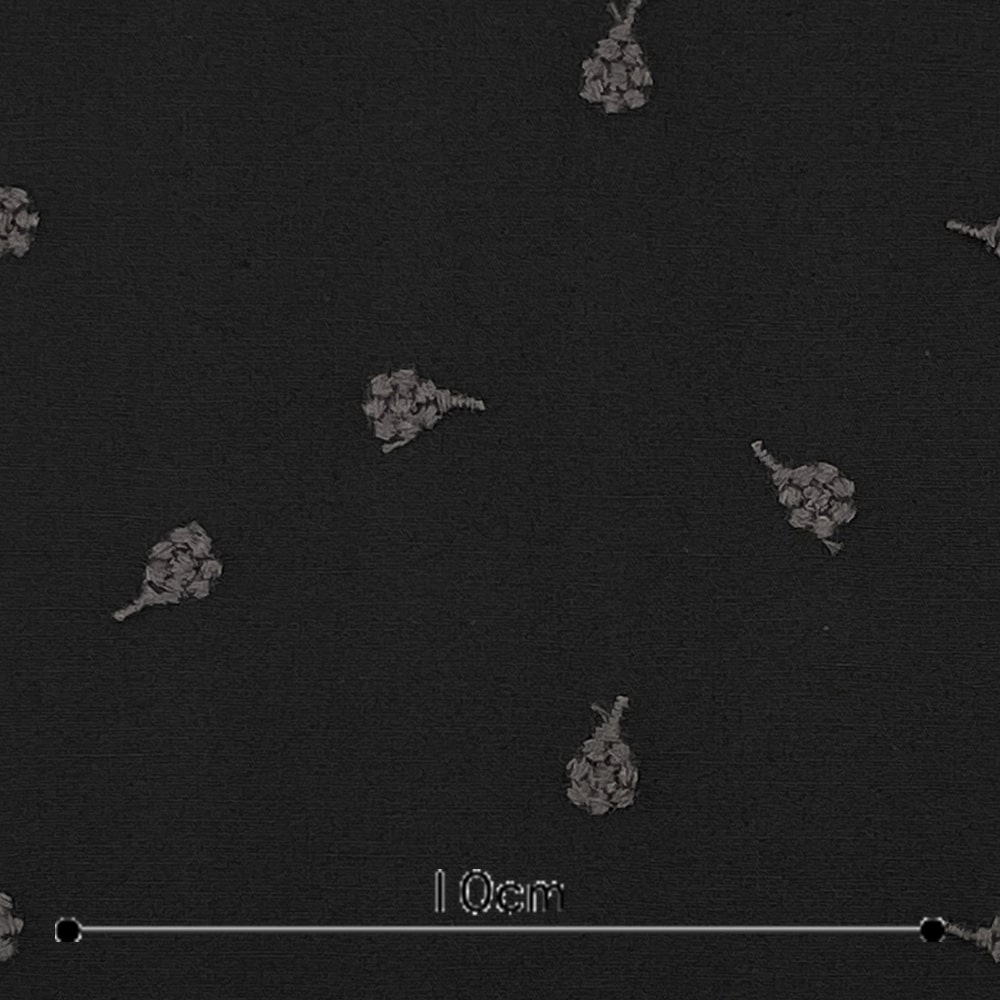 ベリー柄 ナッツ柄 木の実刺しゅう ブロード生地  (ブラック)