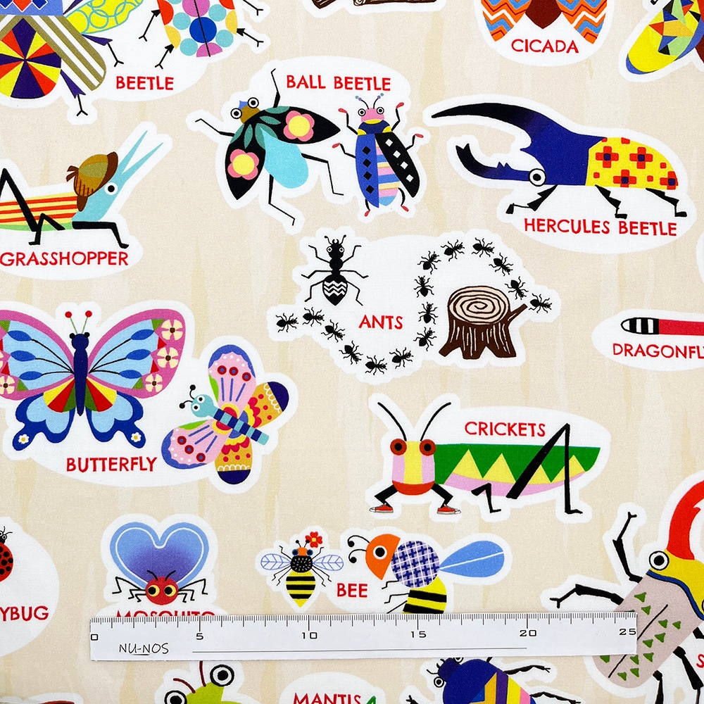 【Riconic】「おしゃれな昆虫図鑑」 デジタルプリント|シーチング