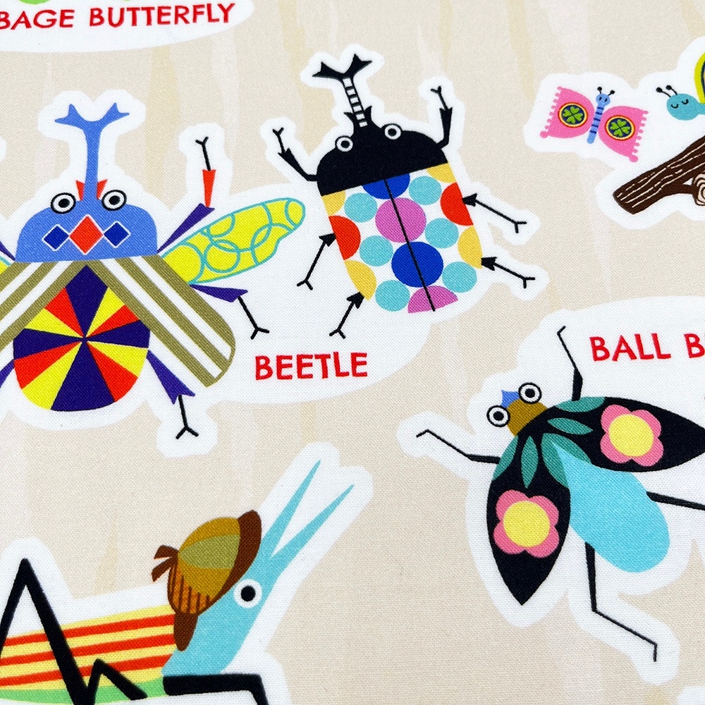 【Riconic】「おしゃれな昆虫図鑑」 デジタルプリント|シーチング