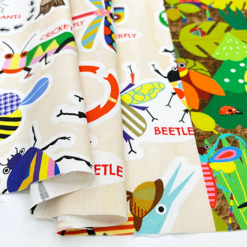 【Riconic】「おしゃれな昆虫図鑑」 デジタルプリント|シーチング