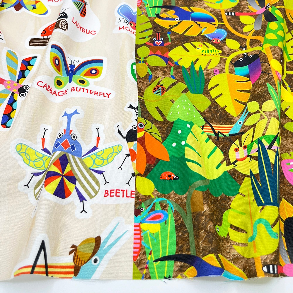 【Riconic】「おしゃれな昆虫図鑑」 デジタルプリント|シーチング