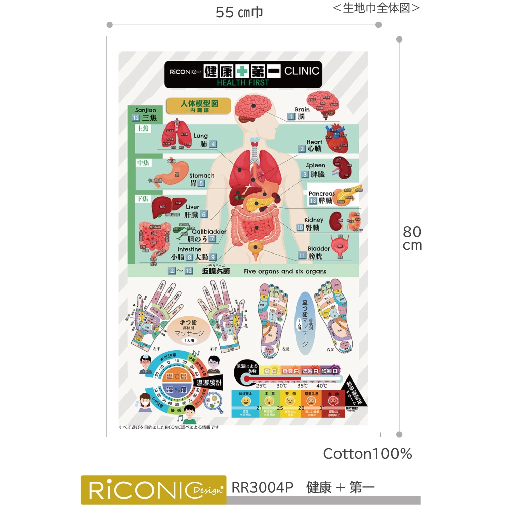 【Riconic】 「健康＋第一」 デジタルプリント｜シーチング　パネル