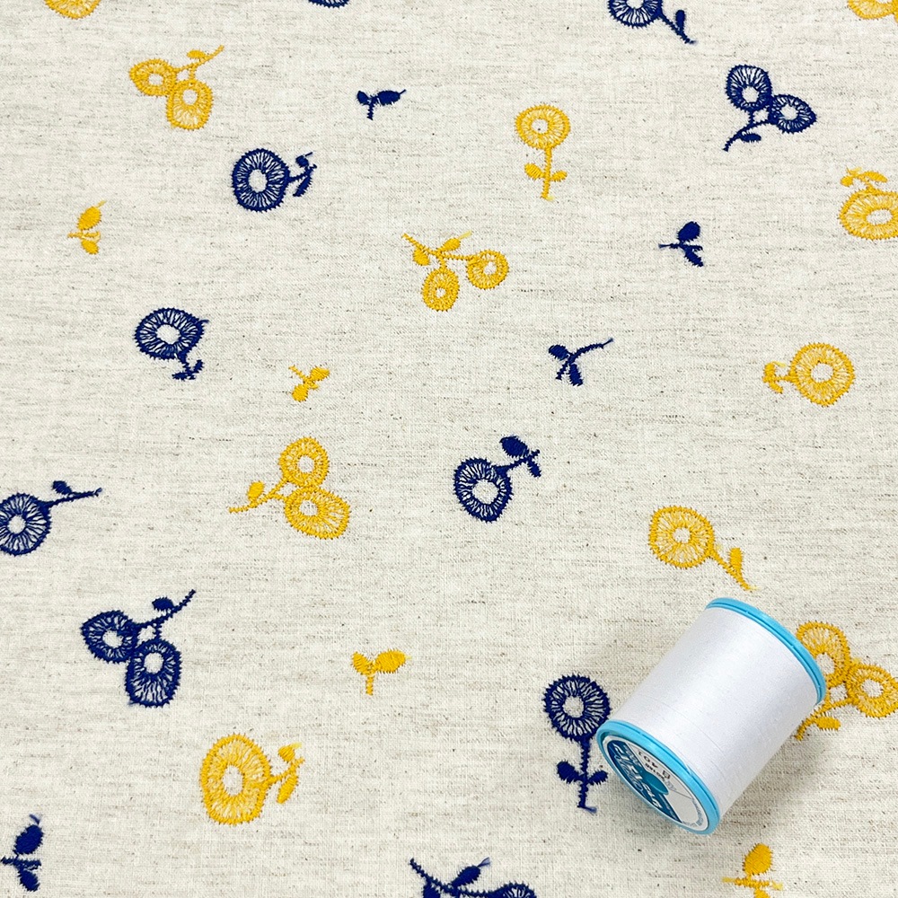 【Riconic】 ポピー 刺しゅう ｜綿麻シーチング　コットンシーチング　刺繍