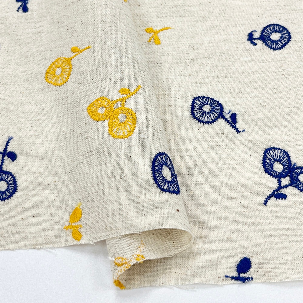 【Riconic】 ポピー 刺しゅう ｜綿麻シーチング　コットンシーチング　刺繍