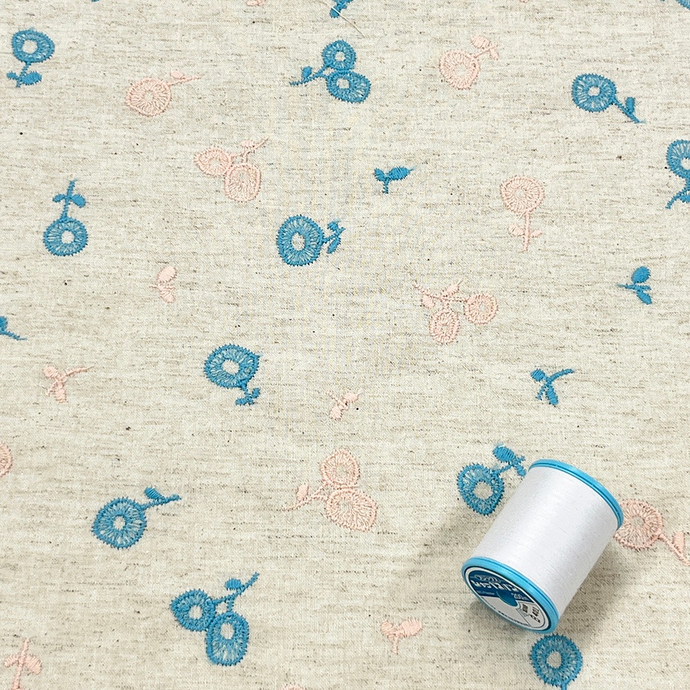 【Riconic】 ポピー 刺しゅう ｜綿麻シーチング　コットンシーチング　刺繍