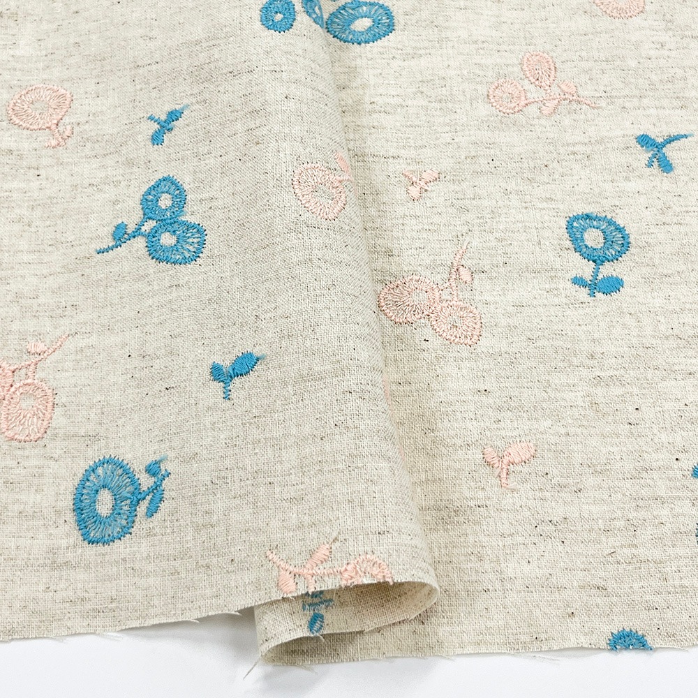 【Riconic】 ポピー 刺しゅう ｜綿麻シーチング　コットンシーチング　刺繍
