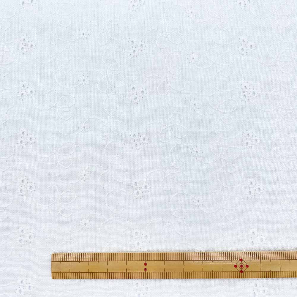 ダブルガーゼレース 刺しゅう柄 ダブルガーゼ生地 (ホワイト)