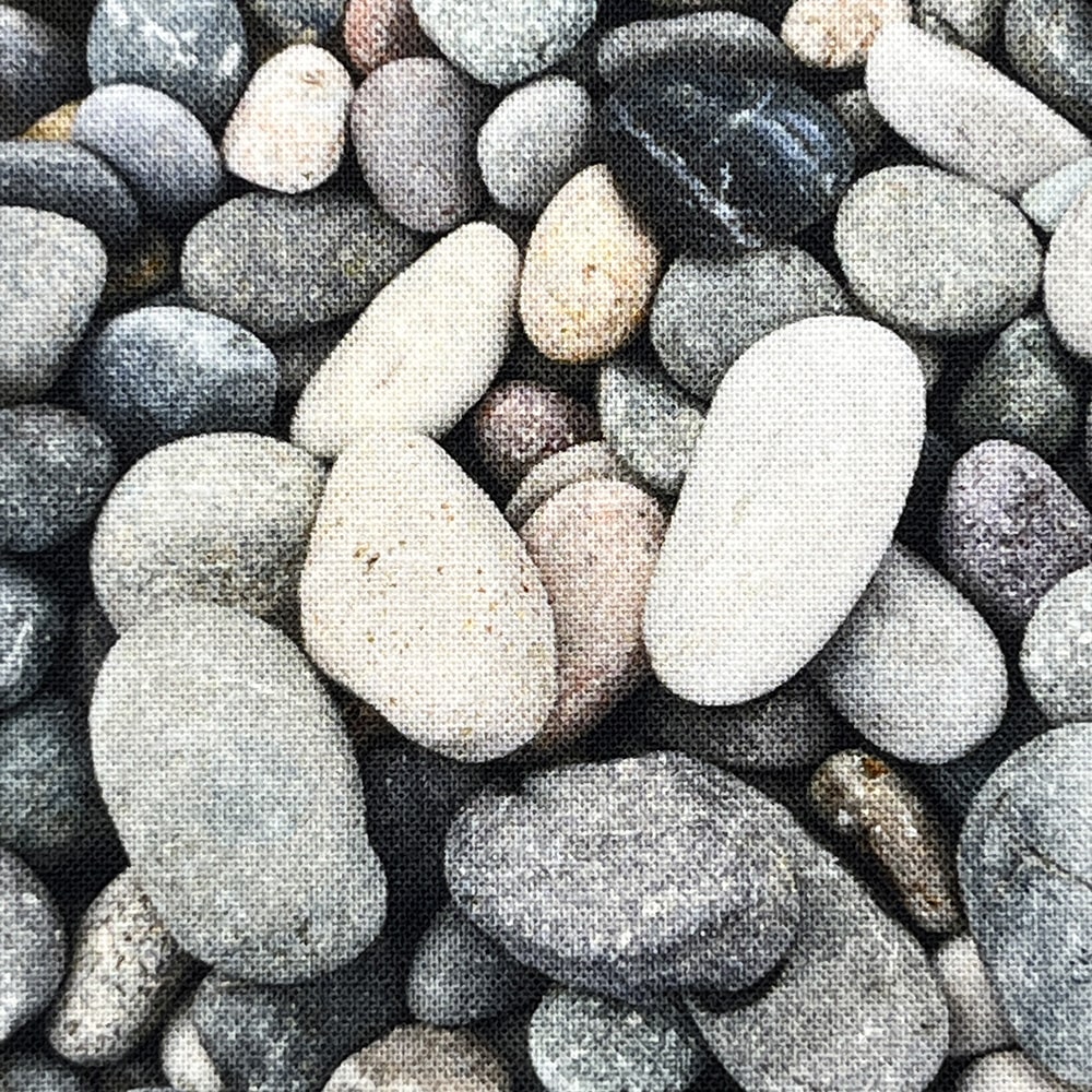 【Riconic】「FabtureCotton　カゴと小石」 デジタルプリント｜シーチング