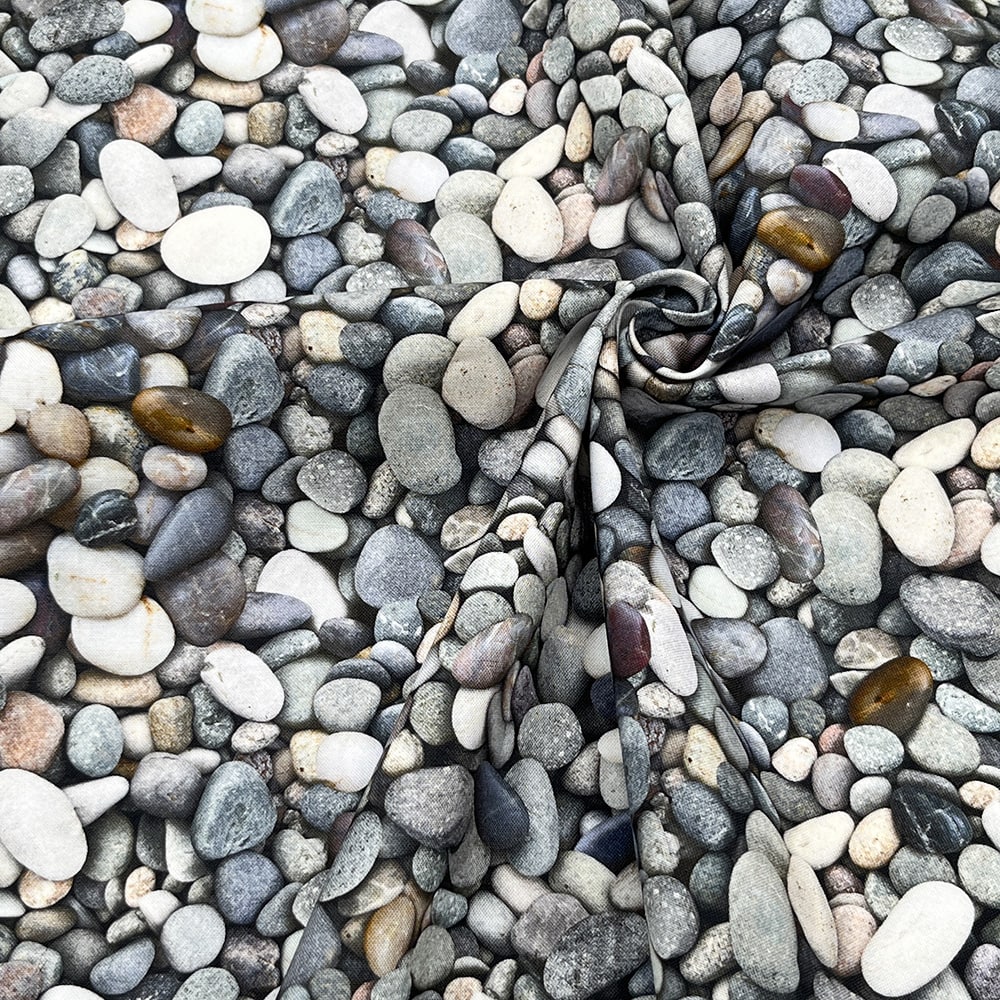 【Riconic】「FabtureCotton　カゴと小石」 デジタルプリント｜シーチング