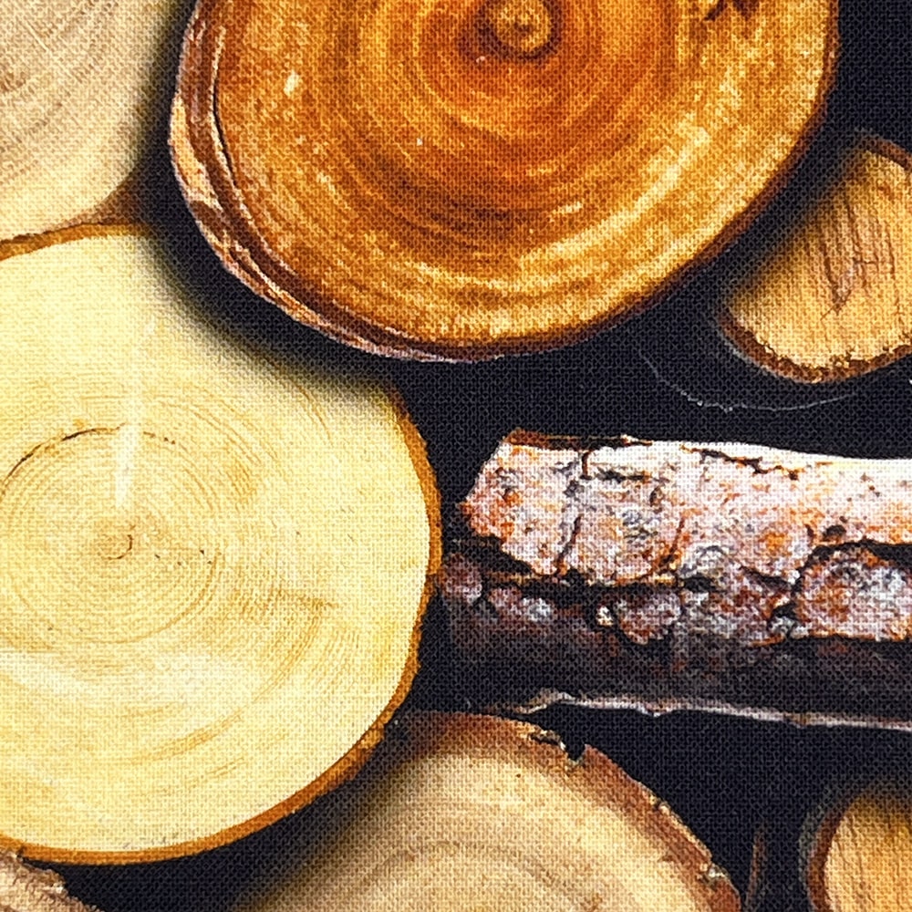 【Riconic】「FabtureCotton 緑と丸太」 デジタルプリント|シーチング