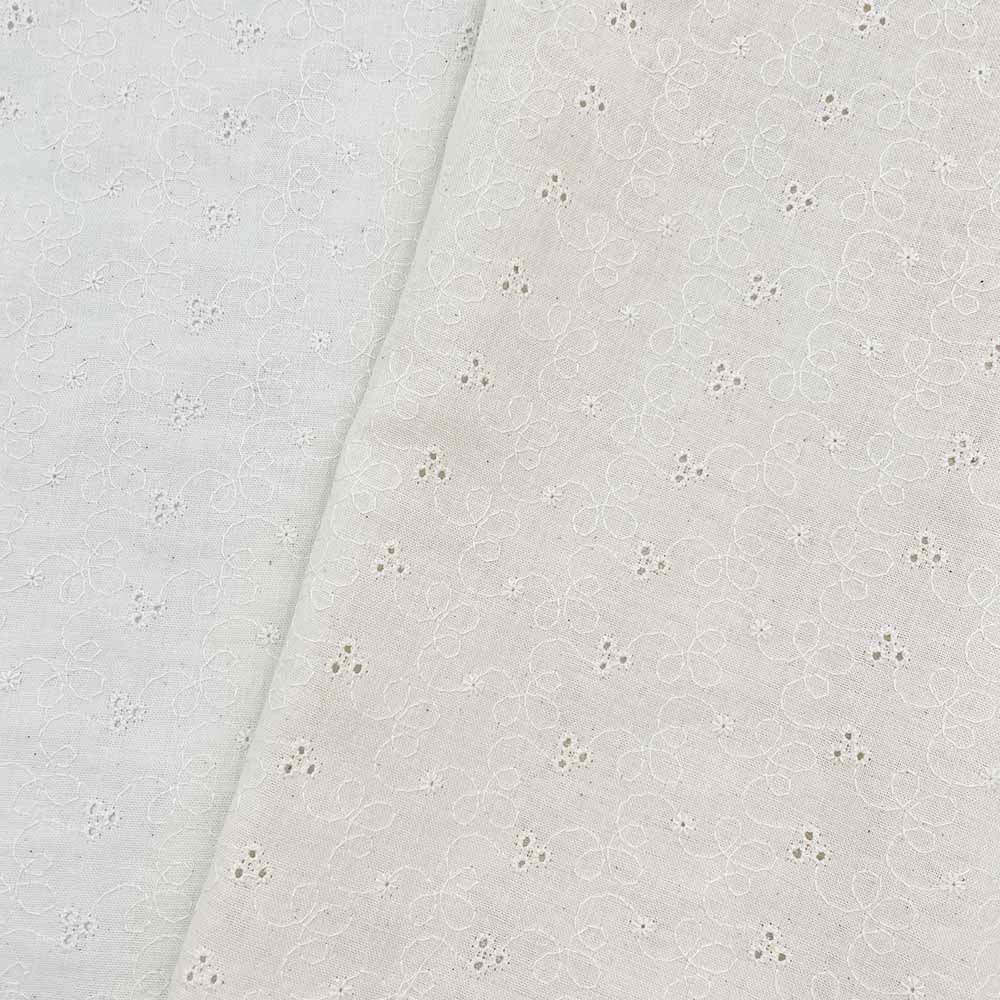 ダブルガーゼレース 刺しゅう柄 ダブルガーゼ生地 (生成)