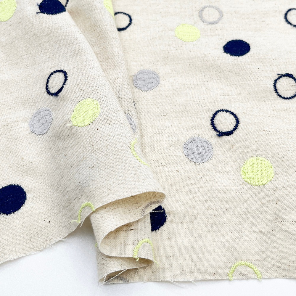 【Hitosaji】 わの和 刺しゅう ｜コットンリネンシーチング生地