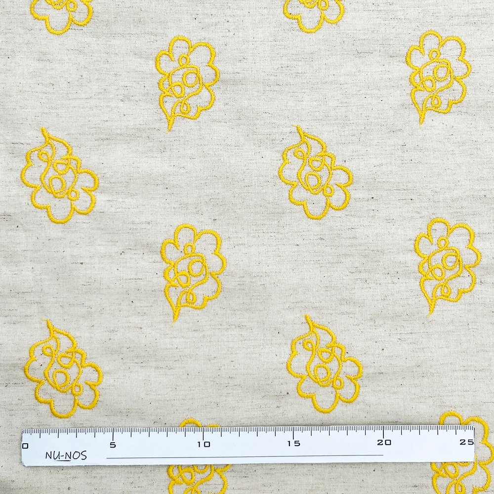 【Hitosaji】 華雲 刺しゅう ｜コットンリネンシーチング生地