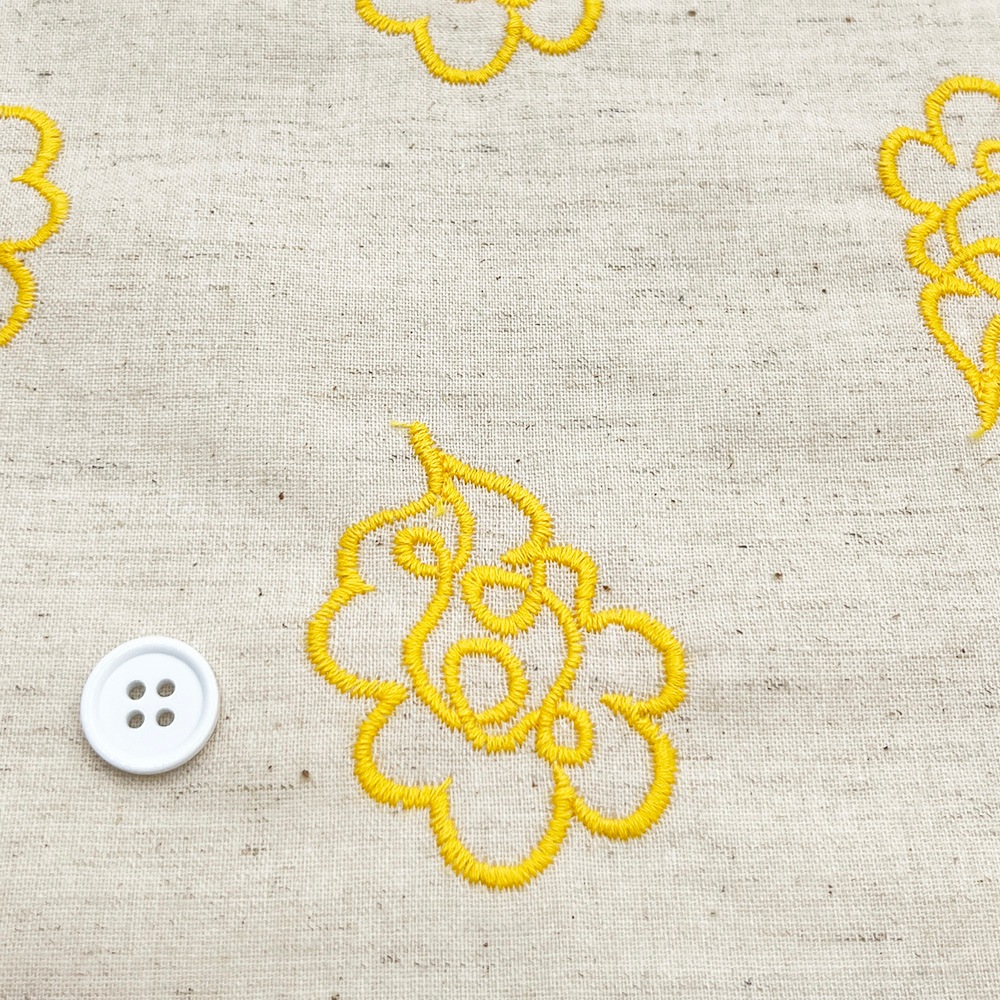 【Hitosaji】 華雲 刺しゅう ｜コットンリネンシーチング生地