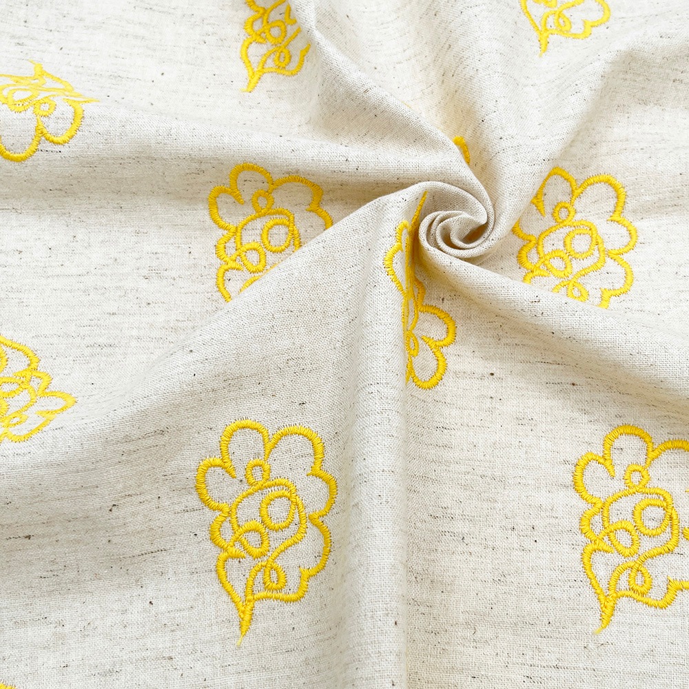 【Hitosaji】 華雲 刺しゅう ｜コットンリネンシーチング生地