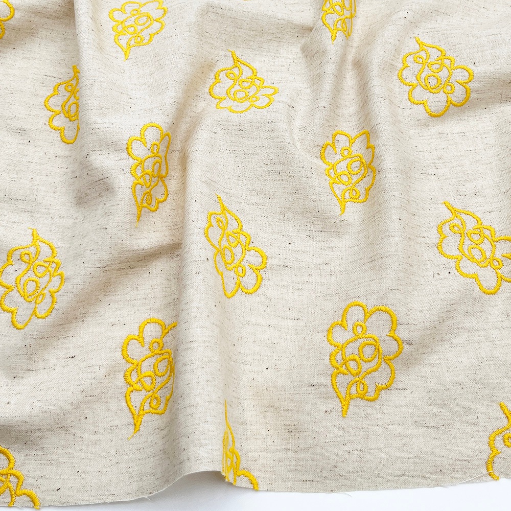 【Hitosaji】 華雲 刺しゅう ｜コットンリネンシーチング生地