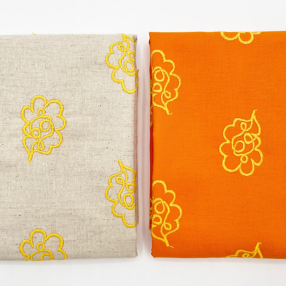 【Hitosaji】 華雲 刺しゅう ｜コットンリネンシーチング生地