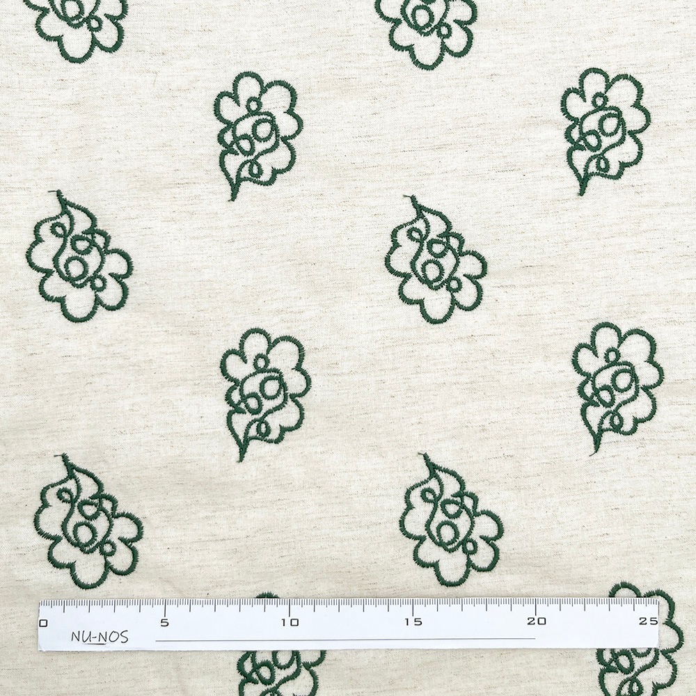 【Hitosaji】 華雲 刺しゅう ｜コットンリネンシーチング生地