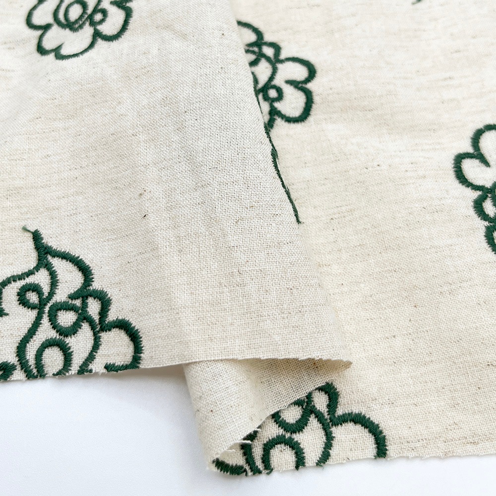 【Hitosaji】 華雲 刺しゅう ｜コットンリネンシーチング生地