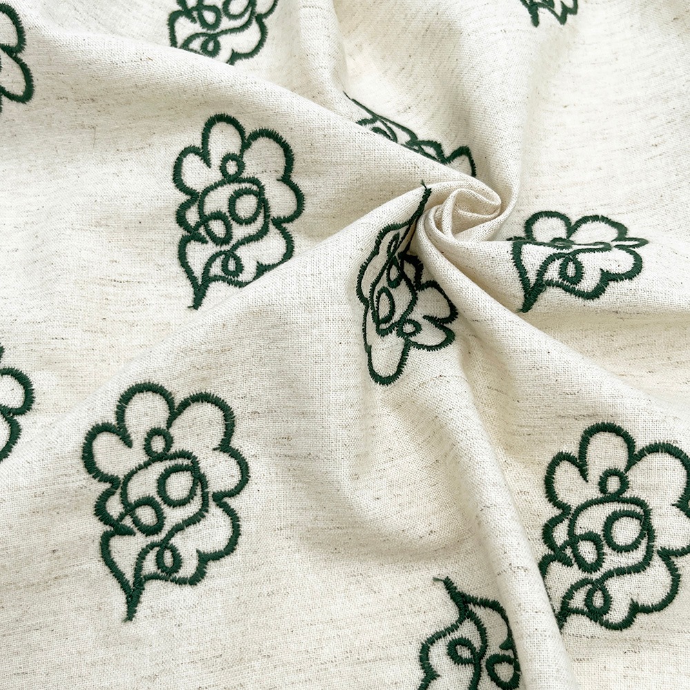 【Hitosaji】 華雲 刺しゅう ｜コットンリネンシーチング生地