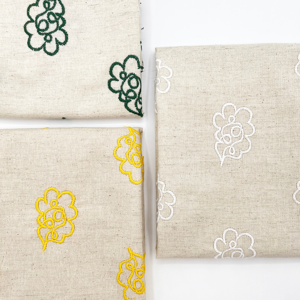 【Hitosaji】 華雲 刺しゅう ｜コットンリネンシーチング生地